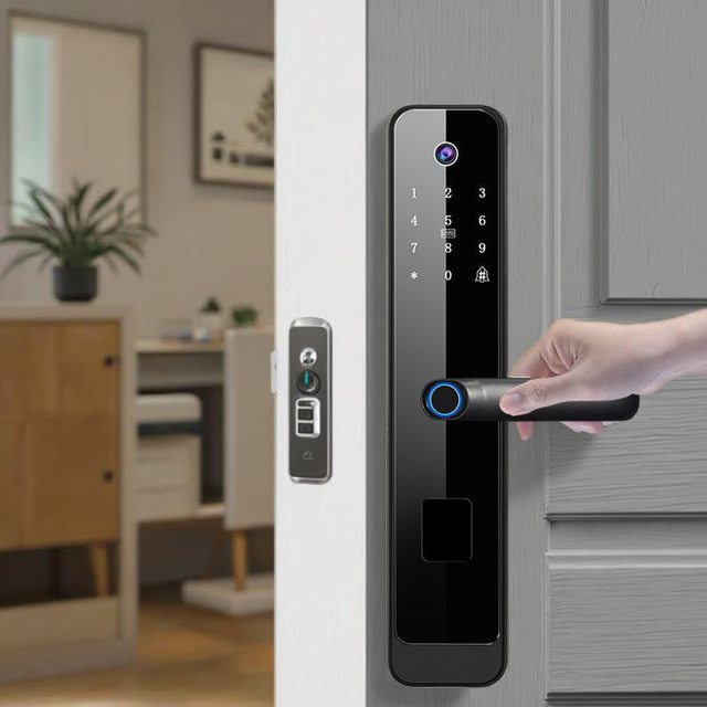 Home Security Door Lock Tuya Digital Fingerprint Automatic Biometric Rfid Ic Card Wifi App Combination Intelligent Smart Lock