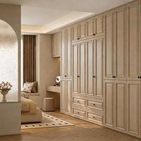 Armoire de chambre sur mesure en MDF, style moderne, dressing avec coiffeuse et éclairage LED, meuble de rangement personnalisé pour toute la maison