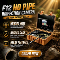 Kit complet de caméra d'inspection de tuyaux F12 HD avec stockage sur carte TF et garantie d'un an pour la détection des canalisations résidentielles