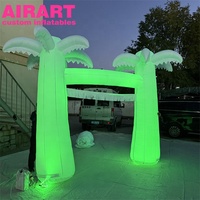 Décorations d'entrée pour événements à vendre : Arche gonflable personnalisée en forme de cocotier blanc avec éclairage LED