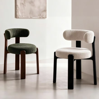 Chaise de salle à manger en bois massif de style moderne du milieu du siècle, fauteuil à dossier en velours côtelé français, chaise à dossier rembourré de designer nordique haut de gamme
