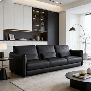 Nuevo Sofá Cama Reclinable Eléctrico de Tres <span class=keywords><strong>Plazas</strong></span>, Estilo Minimalista Francés, en Cuero Genuino, con Esponja, para Relajarse en la Sala de Estar - Product Image 3