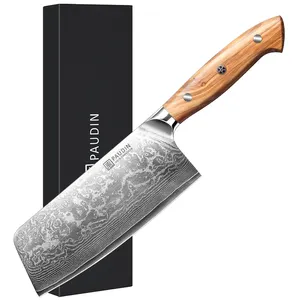 Coltello personalizzato 7 pollici mannaia 67 strati in acciaio damasco stile giapponese coltello da cucina Chef con manico in legno d'ulivo