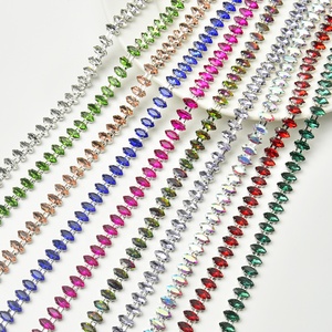 Cadena de cristal de diamantes de imitación brillante de doble hebra hecha a mano Premium de 5x10mm con cadena de cobre duradera para accesorios de joyería de moda - Product Image 3