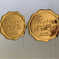 Étiquette métallique suspendue personnalisée en aluminium, forme sur mesure, imprimée en sérigraphie, avec sceau de cire 3D doré, pour bouteille de vin et pot de bougie