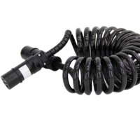 Hjyajzt Adaptateur Européen 24V 7 Broches ABS EBS pour Remorque, Prise de Remorque avec Câble à Ressort, Câble Spirale pour Camion Remorque