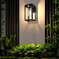 Vertak 15W IP44 Lampe murale d'extérieur en aluminium moulé sous pression noir Ampoule LED étanche Rectangle E27 Applique murale Montée à l'extérieur