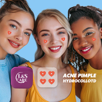 L&S CARE Patchs hydrocolloïdes anti-acné en forme d'étoile rose avec étui en plastique et miroir, diamètre 12 mm, à usage unique