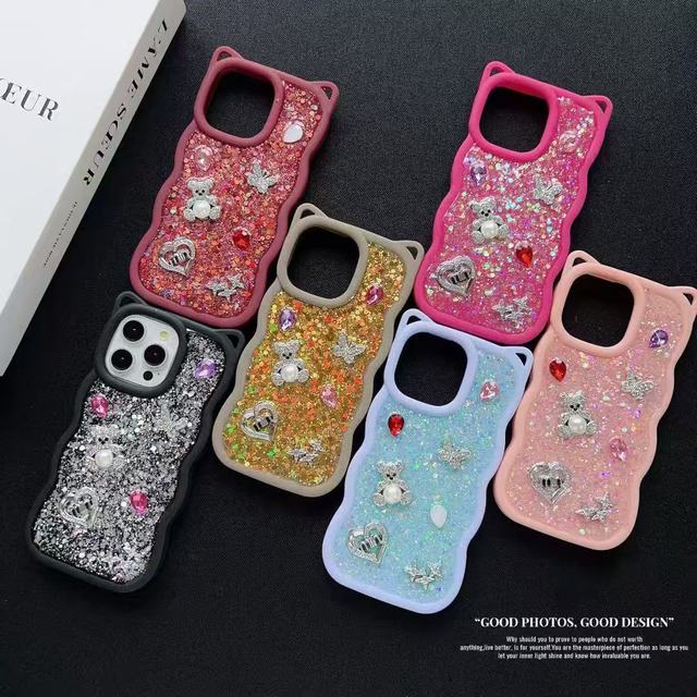 BAILI Factory Popular 3D Cute Card Bear Accessory Glitter Glue Phone Shell for Google PIXEL 3/4A/5XL/10 PRO XL Protective Cover