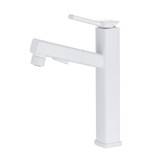 Jboyuan White Pull Out Basin Faucet Single Handle Deck <b>Mounted</b> Ceramic Valve Core - Product Image 5