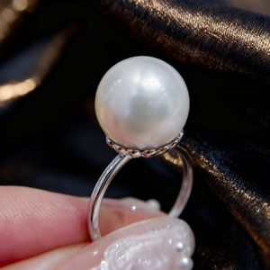 WENCHI 10759DIY Accessoires Perles Support de Bague Vide en Argent S925 pour Perles Rondes de 3-5mm, Apprêts Bijoux Or/Argent Modèle 11785 - Product Image 2