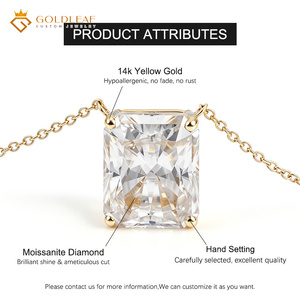 Goldleaf GRA Report D VVS1 3CT Radiant Cut Moissanite Diamonds Necklace Fine 14K Yellow Gold Pendant Jewelry <b>Gift</b> - Product Image 6