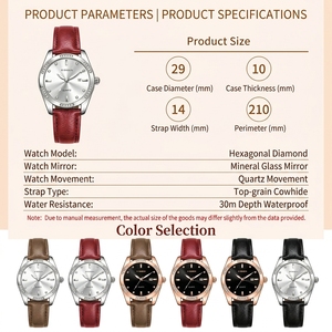X-GEQCK 8077 Nuevo <span class=keywords><strong>Reloj</strong></span> <span class=keywords><strong>de</strong></span> Cuarzo para <span class=keywords><strong>Mujer</strong></span> con Doble Calendario, Correa <span class=keywords><strong>de</strong></span> Cuero Vacuno, Caja <span class=keywords><strong>de</strong></span> Aleación, Esfera con Incrustaciones <span class=keywords><strong>de</strong></span> Diamantes, a la Moda e Impermeable - Product Image 6