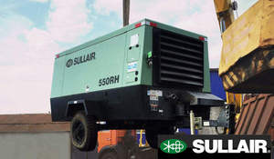 <span class=keywords><strong>Compresseur</strong></span> d'air portable à vis diesel refroidi par air <span class=keywords><strong>Sullair</strong></span> 550RH avec moteur Cummins et roues pour la construction minière et le forage - Product Image 5