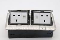Boîtier de prise de sol dissimulée MAQO en acier inoxydable, durable, 13A, avec prise américaine escamotable et port LAN pour ordinateur, idéal pour la maison et le bureau