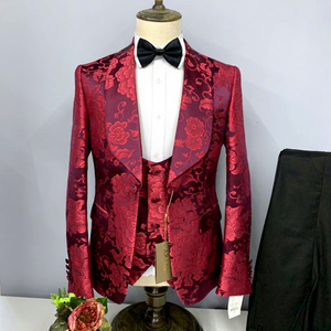 Nuovo Abito da Uomo 2026 di Alta Gamma con Motivo Elegante per Banchetti e Matrimoni, <span class=keywords><strong>Verde</strong></span> con Colletto a Frutta, Completo da Ballo a Tre Pezzi - Product Image 3