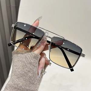 Gafas de Sol de Aviador Cuadradas de Aleación para Hombre, Estilo Clásico de Moda 2025, con Logotipo Personalizado, Protección UV400, Lentes Degradadas, Metálicas - Product Image 2