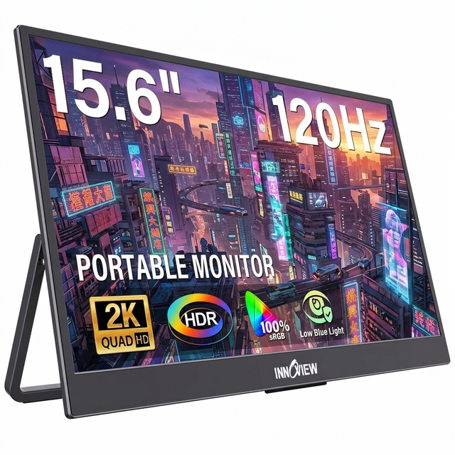 Lightweight 15.6 Inch Portable IPS Display 1440P QHD 120Hz 1000:1 Contrast Ratio for Home and Outdoor Creative Work