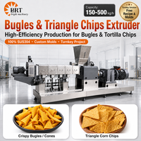 Machine de fabrication de chips triangulaires de maïs, ligne de friture pour snacks Bugles, extrudeuse de chips tortillas et nachos pour usine