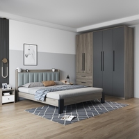 Ensemble de mobilier de chambre de luxe pour hôtel, lit double moderne en bois, cadre de lit king size