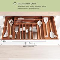 Organisateur de tiroir pour couverts, réglable, extensible, portable, séparateurs de tiroir en acacia |   Accessoires de cuisine de qualité professionnelle, conformes aux normes alimentaires