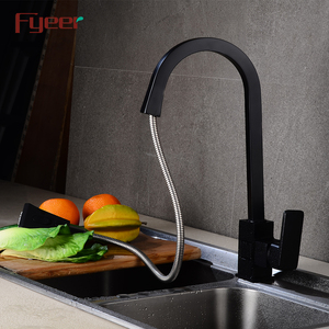 Fyeer Новый Кухонный Смеситель черный с вытяжным распылителем - Product Image 5