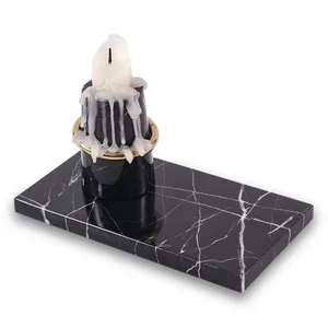 Stone kocc Marke Marmor Kerzenhalter Tablett Mini Schwarz Schmink tisch Tablett Badezimmer Nachttisch Dekorative Tablett
