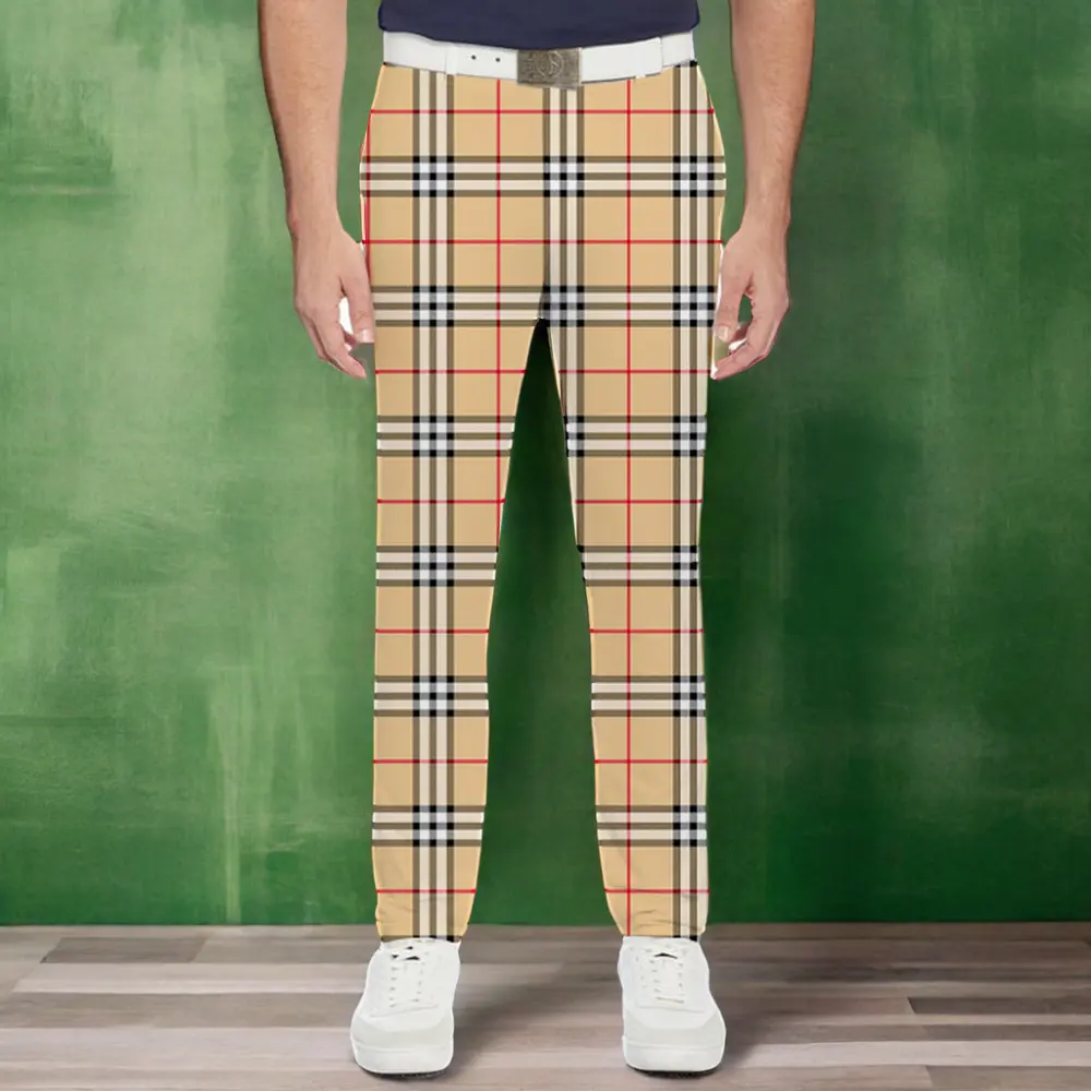 Pantalones de golf de hombre de lujo personalizados al por mayor Pantalones chinos OEM de nuevo estilo de secado rápido-patrón recto ligero materiales reciclados