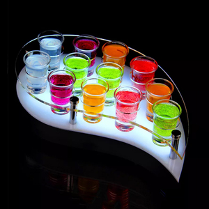 קצה קשת עלה צבע שקוף שקוף הוביל ירייה צג בקבוק אקרילי עבור יין בירה וודקה וודקה וויסקי - Product Image 4