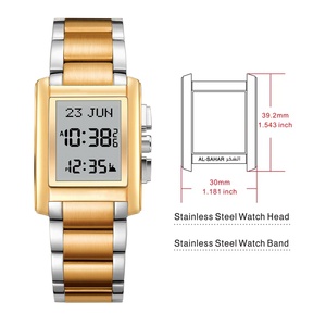 Montre de prière Azhan 2026 pour homme, montre rectangulaire en alliage, étanche, avec direction de la Qibla - Product Image 5