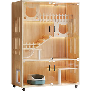 <span class=keywords><strong>Casa</strong></span> para Gatos de Madera Personalizada de Fábrica, Villa para Gatos de Tres Niveles para Interiores con Rampa de Escalada y Caja de Arena - Product Image 5