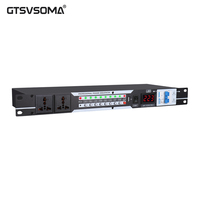 GTSVSOMA WS308 Séquenceur d'alimentation 10 canaux 30A monté en rack avec voltmètre LED et affichage rétroéclairé, construction métallique