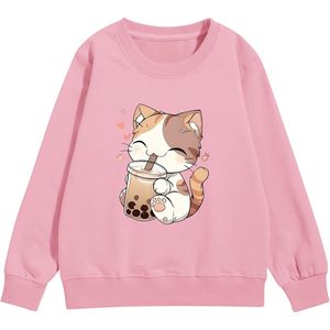 FOXA เสื้อสเวตเตอร์ลายแมวน่ารักผู้หญิงผ้าฝ้าย 100% แขนยาวลายกราฟิกคาวาอิเสื้อพูลโอเวอร์ลายการ์ตูนสัตว์พิมพ์ลายพอดีตัว - Product Image 1