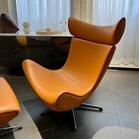 Nordic Five Stars Base Orange Cuir Inclinable Adultes Pivotant Accent Lounge Chaise À Bascule Moderne Avec Ottoman