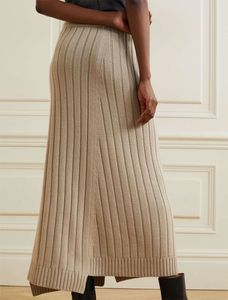 2026 Manufacturer Custom Thread Flexible Casual Asymmetric Ribbed Knit <strong>Wool</strong> Cashmere Midi <strong>Skirt</strong> for Women - Product Image 2