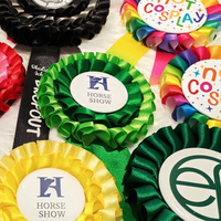Logotipo personalizado poliéster rosetas cintas premios Botón de alta calidad insignia cinta Premio roseta