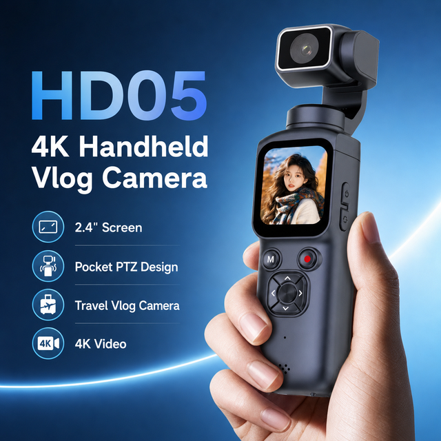 4K Gimbal Camera M105 Handheld Pocket Stabilizer Vlog Camera 1.72 Touch Screen 3 Axis Stabilization Outdoor Travel Video Cam
