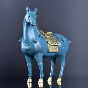 Estatua de bronce de latón de tamaño pequeño para decoración de interiores, escultura de caballo de escritorio chino de Tany Dynasty - Product Image 3