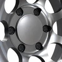 Velg Alloy Tempa Perak Brushed, Desain Lubang Bulat 6-Lug Heavy Duty untuk Truk Pikap Offroad 4x4 Petualangan Tuning