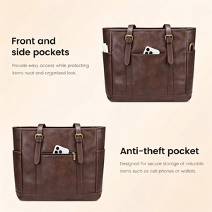 Bolsos de Trabajo Retro Vintage para Mujer, Maletín para Computadora de 7 Pulgadas, Impermeable, con Cierre de Cremallera, de Cuero PU, para Todas las Temporadas - Product Image 4