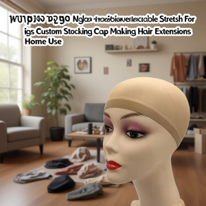 Gorra de nailon transpirable y elástica FuYang para pelucas, gorro de nailon personalizado para hacer extensiones de cabello, uso doméstico - Product Image 3
