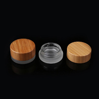 Bocaux en verre ronds à fond bombé, personnalisés, givrés blancs, 20 ml, 30 ml, 50 ml, pour emballage cosmétique, avec couvercle en bambou.