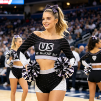 Uniforme de cheerleading K-pop noir et argenté à manches longues, épaules dénudées, avec strass scintillants, pour spectacle d'équipe
