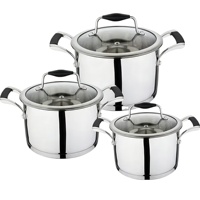 Ensemble de casseroles en acier inoxydable écologiques avec couvercles en verre, compatibles avec les cuisinières à induction et à gaz, antiadhésives, lavables au lave-vaisselle et résistantes au four