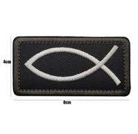 Patchs brodés en PVC avec motif Poisson de Jésus et Croix, à coudre, avec fermeture auto-agrippante pour chapeaux (OEM)