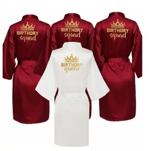 Cusustom vendita calda personalizzata Sexy compleanno regina abito lungo in raso bianco con fascia e fascia