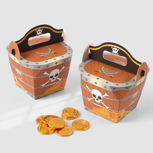 Coffret Cadeau Pliable Thème Pirate avec Poignée, Motif Grain de Bois, pour Fêtes, Friandises et Petits Cadeaux - Product Image 3