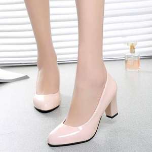 Nuove <span class=keywords><strong>Scarpe</strong></span> da Lavoro da Donna a Taglio Basso, Tacco Spesso Autunnale, Tinta Unita, Punta in PU, <span class=keywords><strong>Scarpe</strong></span> da Donna con Tacco Alto - Product Image 4