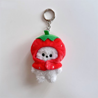 Porte-clés en peluche mini BTS MININI FRUITS DOLL coréen avec capuche, breloque de sac pour filles, cadeau esthétique doux