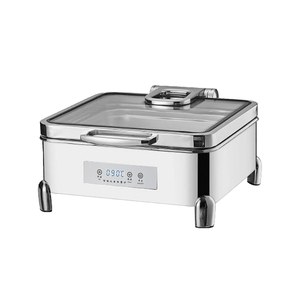 FLEY Réchaud de Buffet Électrique Hydraulique Premium 9L en Acier Inoxydable avec Couvercle en Verre Doré/Argenté pour Hôtels, Restaurants et Buffets - Product Image 5